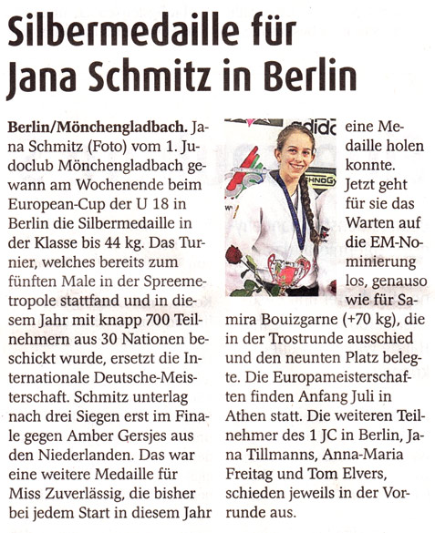 Jana Schmitz erfolgreich!